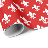 Papier Cadeau Rouge blanc Fleur de Lis Motif (Coin rond)