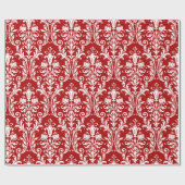 Papier Cadeau Rouge blanc floral torse Damask (Plat)
