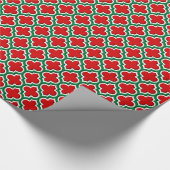 Papier Cadeau Rouge blanc foncé vert LG Quatrefoil marocain #5DS (Coin)