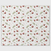Papier Cadeau Rouge Blanc Fruit Grenade Noël (Plat)