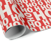 Papier Cadeau Rouge Blanc Ho Ho Ho Classic Tendance Vacances sim (Coin rond)