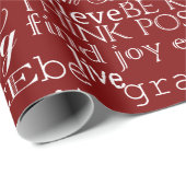 Papier Cadeau Rouge Blanc Inspiration Mots Noël (Coin rond)