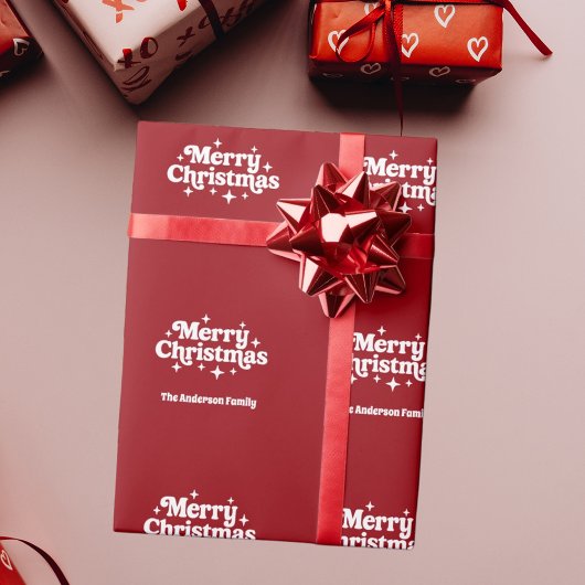 Papier Cadeau Rouge blanc Joyeux Noël faveur