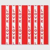 Papier Cadeau Rouge blanc lignes amour (Plat)