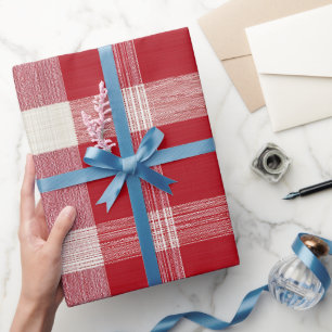 Papier Cadeau Rouge Blanc Motif Carreaux Coton Maison de Campagn