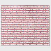 Papier Cadeau Rouge Blanc Parties scintillant Bleu Étoiles Rayur (Plat)