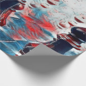 Papier Cadeau Rouge, Blanc, Pièces d'échecs Bleues Roi, Reine, É (Coin)