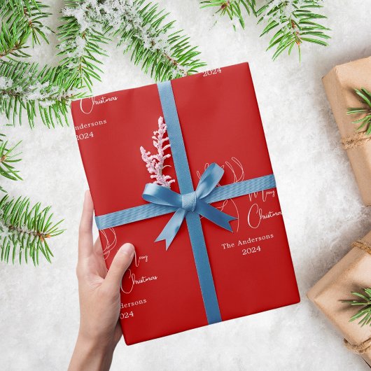 Papier Cadeau Rouge blanc rennes abstraits Noël moderne