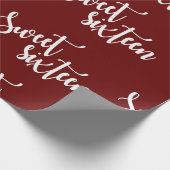 Papier Cadeau Rouge blanc Script mignon sucré 16 Anniversaire fê (Coin)