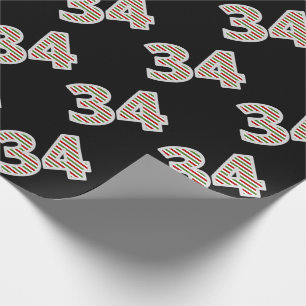 Papier Cadeau Rouge, Blanc, Vert "34" 34e événement le jour de N