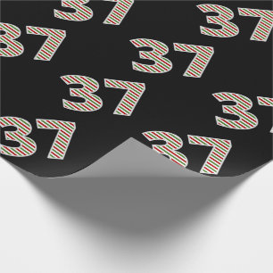 Papier Cadeau Rouge, Blanc, Vert "37" 37e événement le jour de N