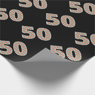 Papier Cadeau Rouge, blanc, vert "50" 50e événement le jour de