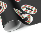 Papier Cadeau Rouge, blanc, vert "50" 50e événement le jour de N (Coin rond)