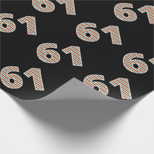 Papier Cadeau Rouge, Blanc, Vert "61" 61e événement le jour de N