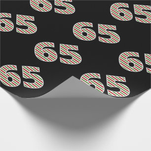 Papier Cadeau Rouge, Blanc, Vert "65" 65e événement le jour de N