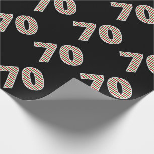 Papier Cadeau Rouge, Blanc, Vert "70" 70ème Evénement le jour de