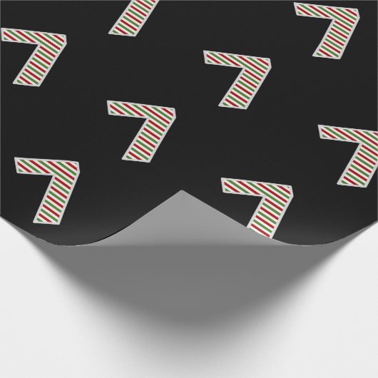 Papier Cadeau Rouge, blanc, vert "7" 7e événement le jour de Noë (Coin)