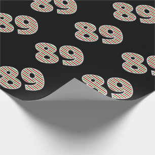Papier Cadeau Rouge, Blanc, Vert "89" 89e événement le jour de N