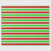 Papier Cadeau Rouge, Blanc, Vert. Grandes/Lignes Motif (Plat)