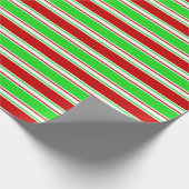 Papier Cadeau Rouge, Blanc, Vert. Grandes/Lignes Motif (Coin)