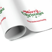 Papier Cadeau Rouge blanc vert Joyeux Noël (Coin rond)