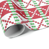Papier Cadeau Rouge, blanc, vert letton Letton Ethnic Folk art (Coin rond)