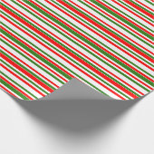 Papier Cadeau Rouge, blanc, vert Motif des lignes de couleur (Coin)