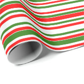 Papier Cadeau Rouge, blanc, vert Motif des lignes de couleur (Coin rond)