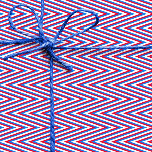 Papier Cadeau Rouge bleu blanc Chevron Stripes - Trippy Abstrait