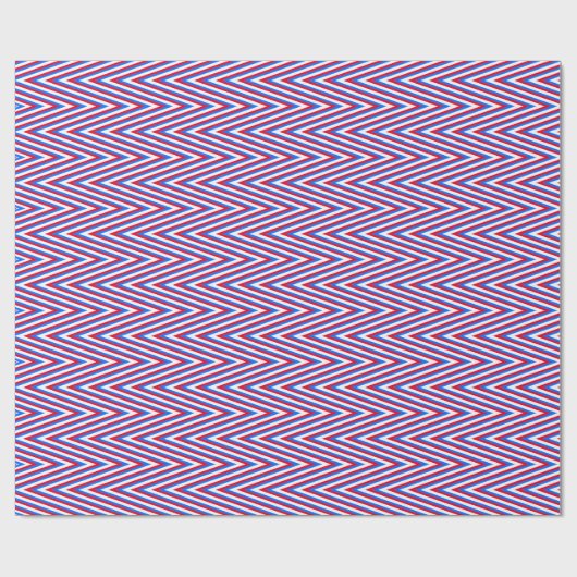 Papier Cadeau Rouge bleu blanc Chevron Stripes - Trippy Abstrait (Plat)
