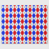 Papier Cadeau Rouge Bleu Blanc Jacquard Diamant Motif Design (Plat)