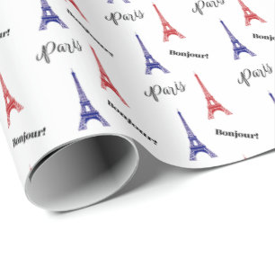 Papier Cadeau Rouge Bleu Paris France