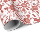Papier Cadeau Rouge botanique de Noël (Coin rond)