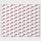 Papier Cadeau Rouge Bourgogne Aquarelle Holly Berry Noël (Plat)