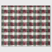 Papier Cadeau Rouge Bourgogne Crème verte Blanc Plaid (Plat)