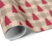 Papier Cadeau Rouge Brown Tan Buffalo Plaid Rustique Pays (Coin rond)