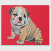 Papier Cadeau Rouge Bulldog anglais (Plat)