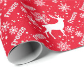 Papier Cadeau rouge cerf (Coin rond)