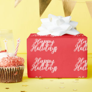 Papier Cadeau Rouge Clair Élégant Joyeux Noël Écriture Manuscrit