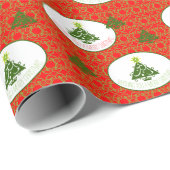 Papier Cadeau Rouge clair et vert citron vert (Coin rond)