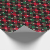 Papier Cadeau Rouge classique et vert Plaid traditionnel Noël (Coin)