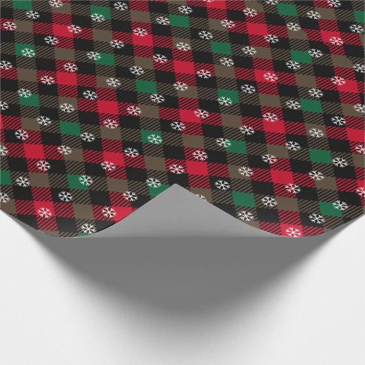 Papier Cadeau Rouge classique et vert Plaid traditionnel Noël (Coin)
