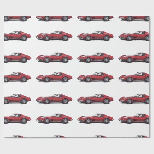 Papier cadeau rouge Corvette (Plat)