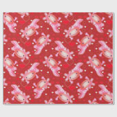Papier Cadeau Rouge d'amour Axolotl (Plat)