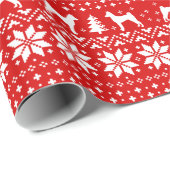 Papier Cadeau Rouge de motif de chandail de Noël de Basenjis (Coin rond)