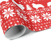 Papier Cadeau Rouge de motif de chandail de Noël de chiens de (Coin rond)