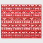 Papier Cadeau Rouge de motif de chandail de Noël de pitbull (Plat)