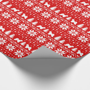 Papier Cadeau Rouge de motif de chandail de Noël de terriers
