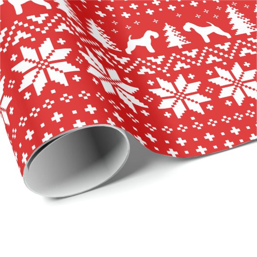 Papier Cadeau Rouge de motif de chandail de Noël de terriers de (Coin rond)