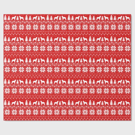 Papier Cadeau Rouge de motif de chandail de Noël d'épagneuls (Plat)